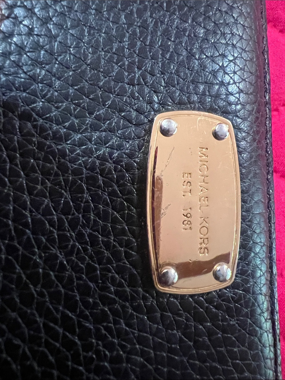 Michael Kors Black Pebbled Leather Zip-Around Wristlet Wallet with Gold Plaque - Picture 2 of 8
